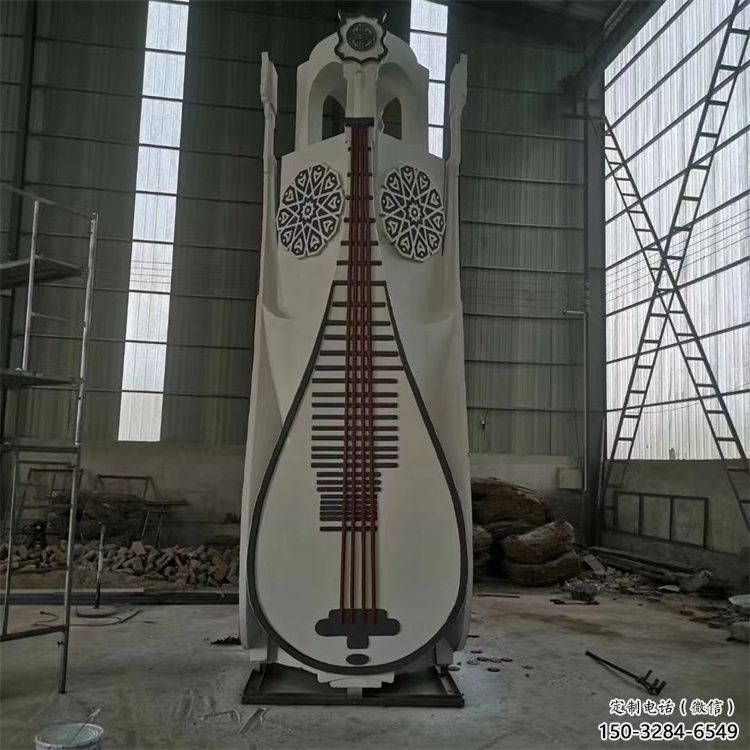 大型琵琶雕塑 歐式步行街音樂雕塑 彩繪樂器雕塑