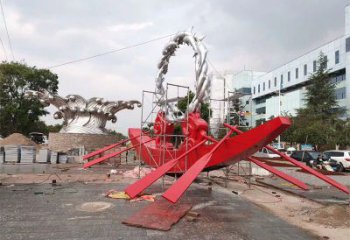 房地產龍舟雕塑 剪影劃槳雕塑 鍛造競賽雕塑