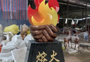 步行街火苗雕塑 游樂場景觀雕塑 鑄造火焰頭雕塑