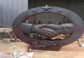 公園握手雕塑 鏡面公園雕塑 標志誠信雕塑