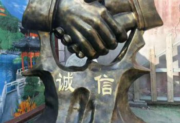 烤漆握手雕塑 鋼管雕塑 室內誠信雕塑