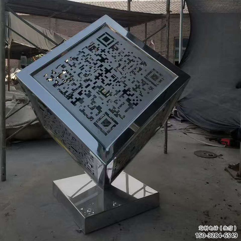 商業(yè)街立方體雕塑 烤漆雕塑 彩繪幾何體雕塑