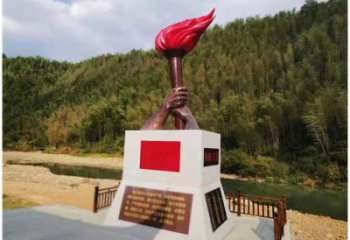 鑄造火把雕塑 中式村口篝火雕塑 景觀星火相傳主題