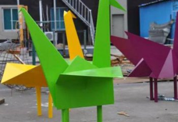 公園千紙鶴雕塑 創意企業鶴鳥雕塑 美陳折紙風格