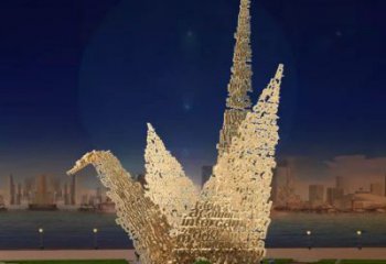 拉絲千紙鶴雕塑 鏤空創(chuàng)意鶴鳥(niǎo)雕塑 別墅區(qū)鶴鳥(niǎo)雕塑