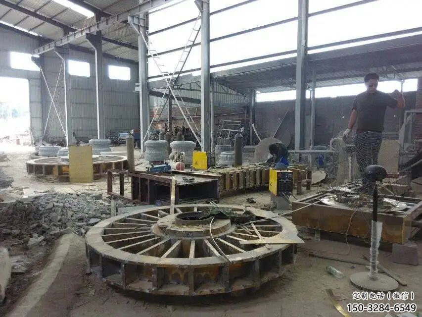 中式水車雕塑 啞光仿古雕塑 游樂場(chǎng)雕塑