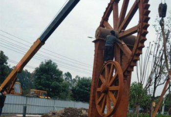 抽象水車雕塑 啞光仿古雕塑 廣場雕塑
