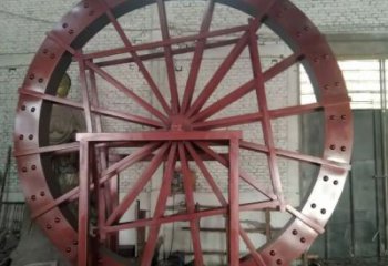 創(chuàng)意水車雕塑 啞光仿古雕塑 公園雕塑