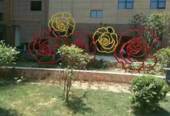 鑄造月季花雕塑 中式村口花朵雕塑 景觀花卉雕塑