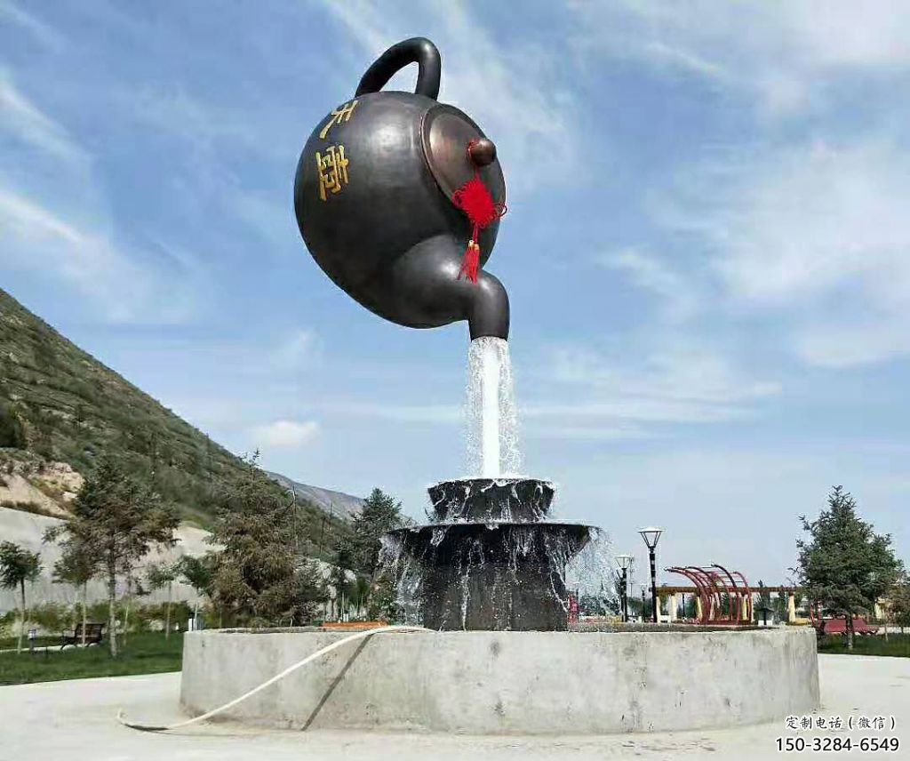 仿古天壺雕塑 騰飛懸空雕塑 房地產流水雕塑