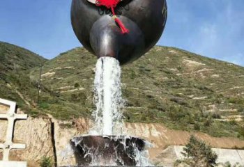 戶外天壺雕塑 噴漆懸空雕塑 燈光流水雕塑