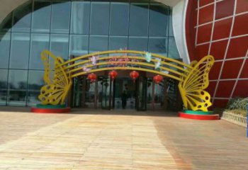 蝴蝶拱門雕塑,鏤空工藝，不銹鋼蝴蝶拱門雕塑