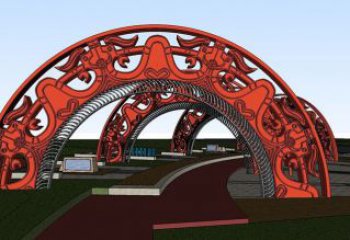 廣場拱門雕塑，烤漆工藝，不銹鋼景觀門頭雕塑