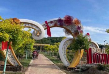 心形大門雕塑，創意設計，戶外不銹鋼拱門雕塑