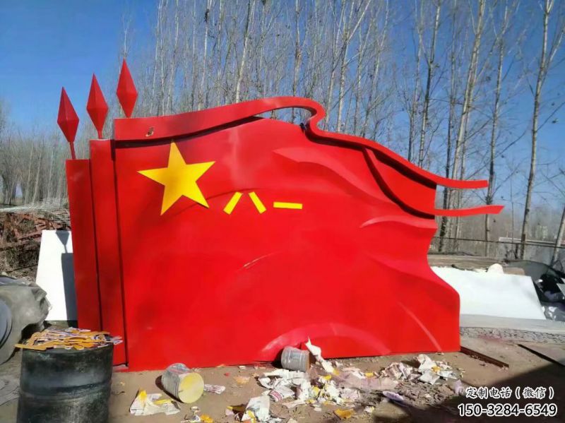 酒店旗幟雕塑，戶外革命雕塑，革命擺件