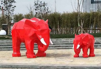 幾何大象雕塑精選，露天雕塑，切面大象雕塑訂做