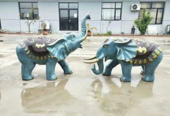 大象景觀雕塑常用，景觀擺件，彩色彩繪大象雕塑