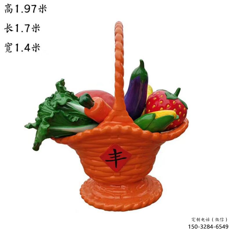 城市果籃雕塑標準，彩鋼制作，仿真果籃雕塑優價