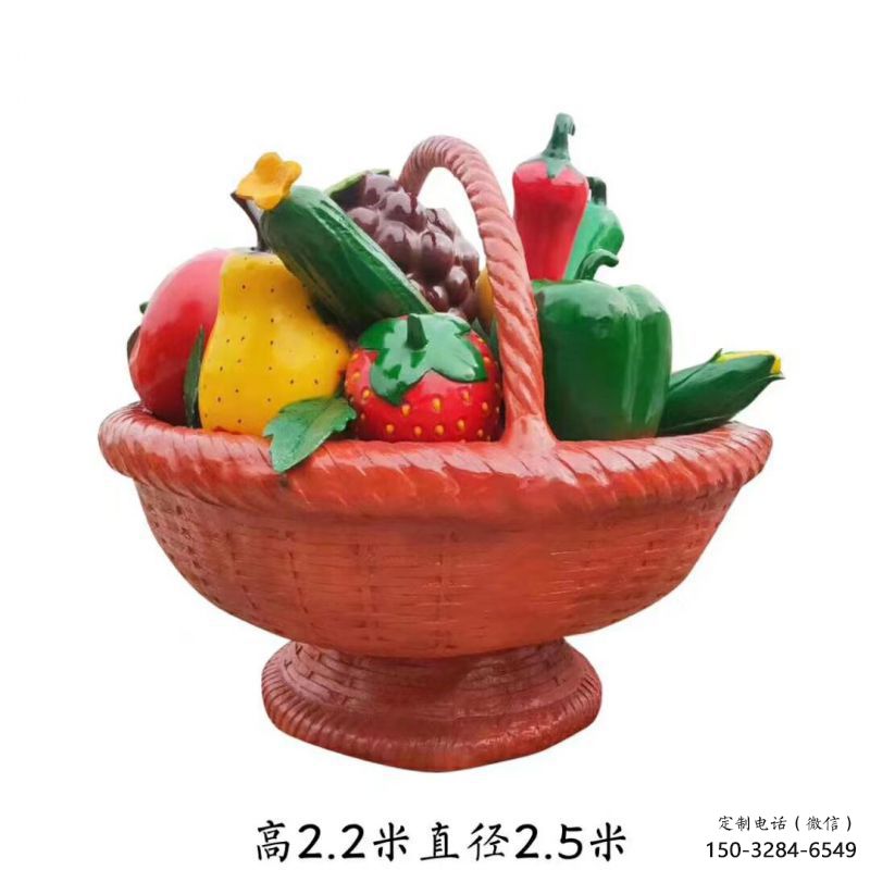 烤漆果籃雕塑制造商，室外軟裝，仿真果籃雕塑承接