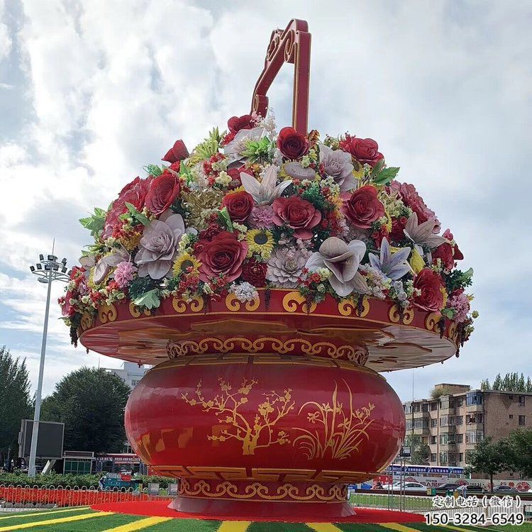 花籃雕塑制造商，城市雕塑，公園廣場仿真花籃雕塑觀賞型