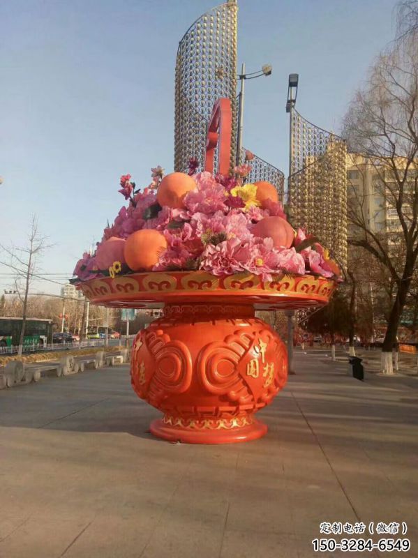 景觀抽象花籃雕塑供需，美陳雕塑，歐式景觀花朵花籃雕塑承接