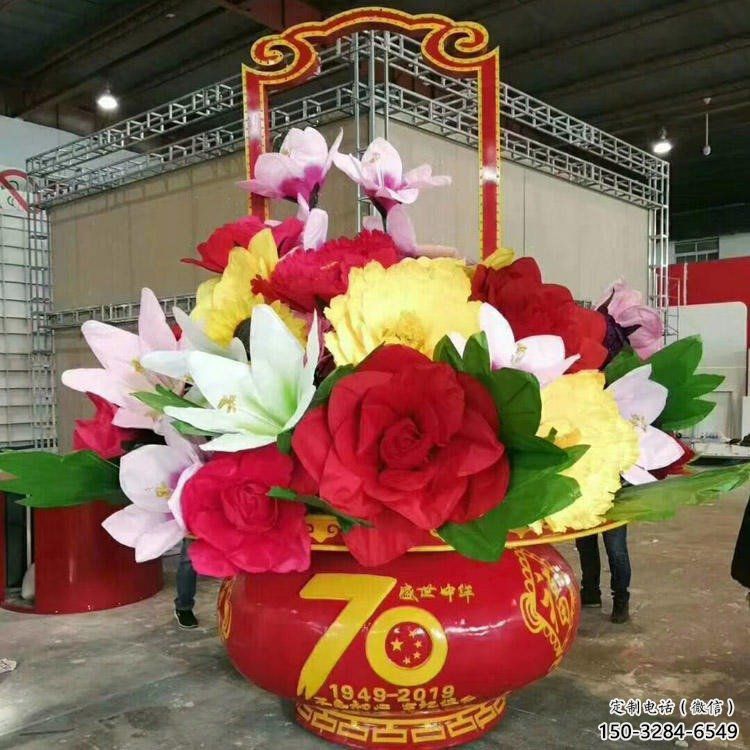 大型花籃雕塑，仿真景觀雕塑，烤漆工藝