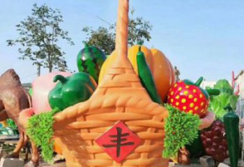 果籃雕塑擺件制造，酒店擺件，仿真果籃雕塑選定