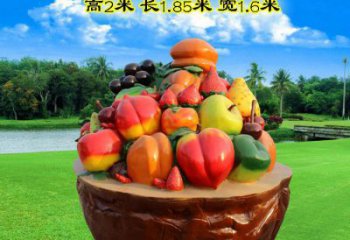 果籃雕塑訂做，室外軟裝，鐵藝果籃雕塑供應(yīng)