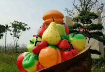 果籃雕塑供需，室外軟裝，抽象鐵藝果籃雕塑制作