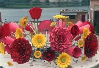 小花籃雕塑訂做，校園雕塑，花卉花籃雕塑花卉花籃雕塑批發(fā)