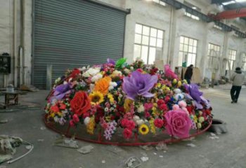 花籃雕塑工廠選用，街道標(biāo)識，景觀園林葵花花籃雕塑批發(fā)