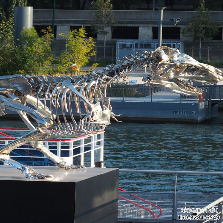 恐龍雕塑觀賞型，公園小品，景觀恐龍骨架雕塑常用