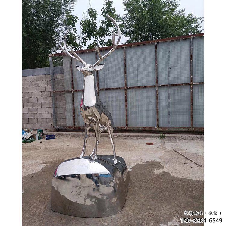 仿真小鹿雕塑制造，白鋼構件，不銹鋼鏡面小鹿雕塑提供