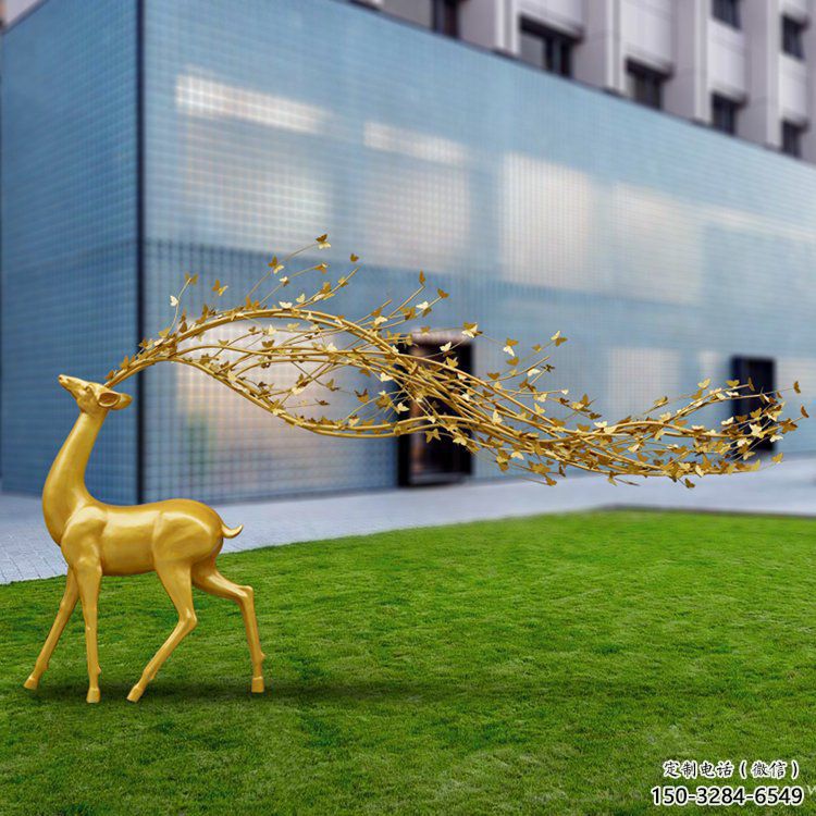 大型梅花鹿雕塑制作，花園小品，仿真梅花鹿雕塑提供