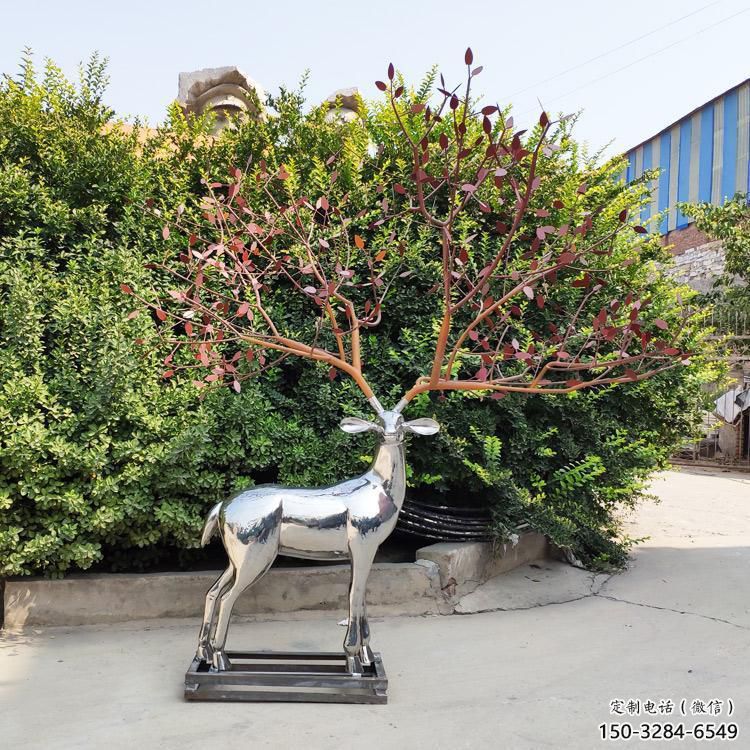 梅花鹿雕塑常用，不銹鋼組合，仿真鏡面梅花鹿雕塑定價
