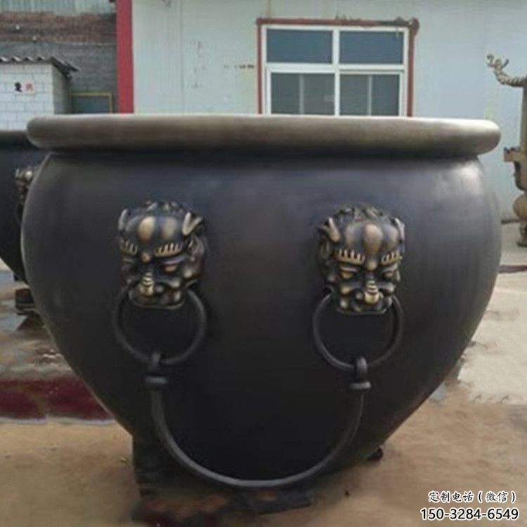 獅獸紫銅缸雕塑-鑄銅工藝