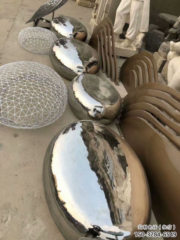 廣場坐凳雕塑，抽象景觀雕塑，鏡面效果