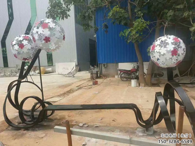 蒲公英坐凳雕塑,公園美陳雕塑