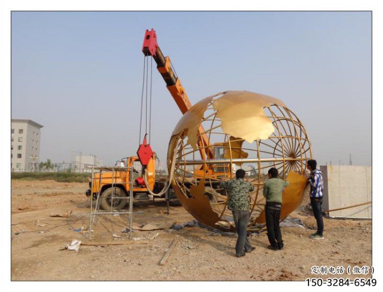 地球儀雕塑安裝，標識雕塑，烤漆地球儀雕塑優選