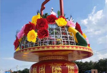 花籃雕塑指用，中式工藝，小區(qū)花籃雕塑指用