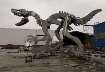 金屬恐龍雕塑制作，陸地擺件，廣場恐龍骨架雕塑制造商