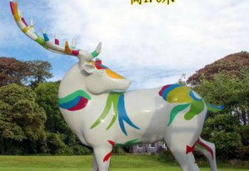 廣場小鹿雕塑，彩繪工藝，彩繪動物雕塑