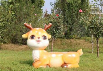 小鹿雕塑制造商，靜態(tài)雕塑，園林卡通小鹿雕塑訂做