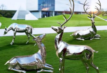 雕塑小鹿景觀制造，街景小品，鏡面小鹿雕塑優(yōu)價