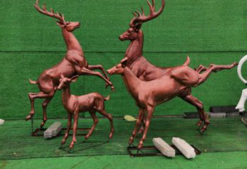 銅梅花鹿雕塑制作，公園小品，梅花鹿銅雕塑優(yōu)選