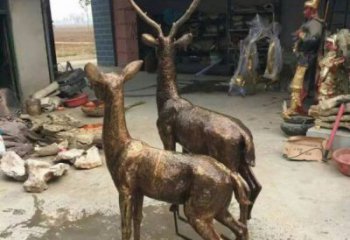 城市馴鹿雕塑，網格體育雕塑，古銅效果