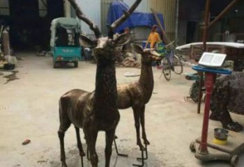 銅鹿雕塑，鑄銅動物雕塑
