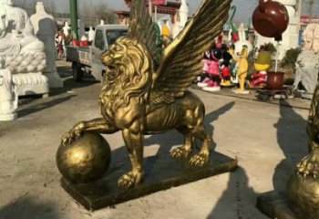 景觀獅子雕塑供求，抽象設計元素，仿銅飛獅雕塑觀賞型