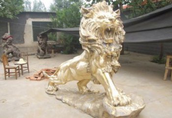 景區(qū)獅子雕塑觀賞型，公園小品，景觀走獅雕塑生產(chǎn)商