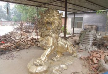 門口獅子雕塑點(diǎn)擊，地標(biāo)動物擺件，走獅雕塑承接